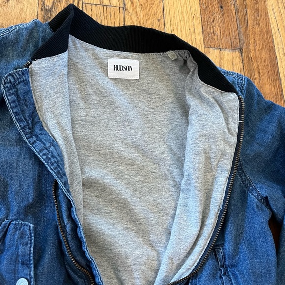 Hudson Embroidered Denim Bomber Jean Jacket, M - Picture 4 of 6